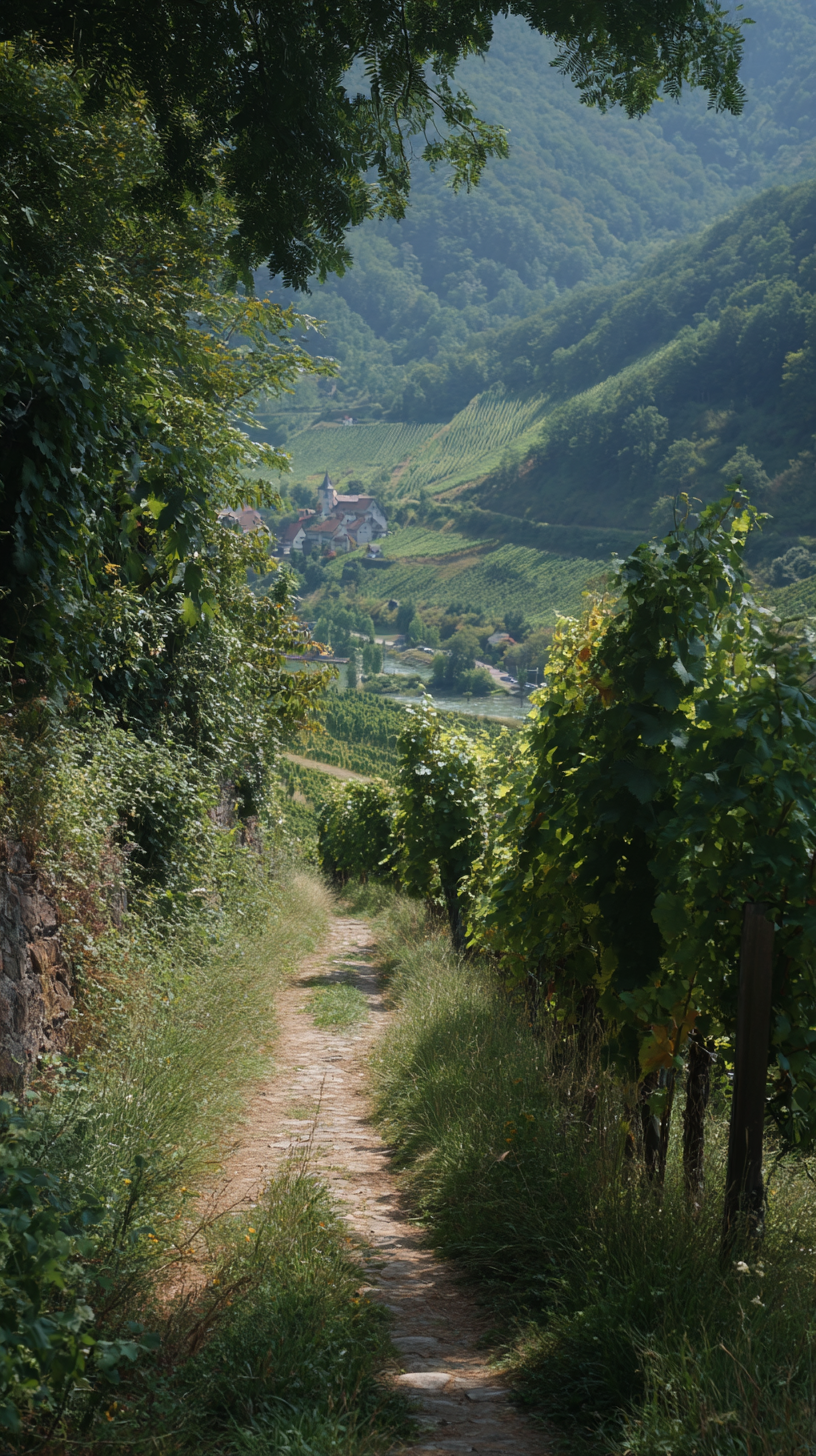 Wine hiking trail through the vines